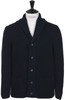Shawl Collar Ribbed Merino Wool Cardigan - Navy Thumbnail