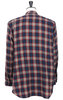 Banded Collar Shirt Cotton Flannel Plaid Navy/Red/White Thumbnail