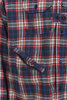 Banded Collar Shirt Cotton Flannel Plaid Navy/Red/White Thumbnail