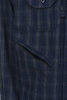 Banded Collar Shirt Cotton Flannel Plaid Navy/Grey Thumbnail