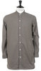 Band Collar Long Shirt Cotton Oxford Cloth - Olive Thumbnail