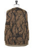 Horn Tree Print Wool Boa Vest - Brown Thumbnail