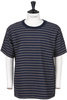 Horizontal Stripe Viscose Pocket Tee - Navy Thumbnail