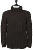 Hand Knit Fisherman Turtleneck Pullover - Chocolate Thumbnail