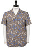 Camp Collar Short Sleeve Linen Floral Print - Brown Thumbnail