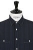 Cotton/Linen Dobby Stripe Work Shirt - Navy Thumbnail