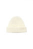 Watch Cap Linen Like Cotton Double Cuff - White Thumbnail
