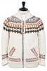 Fair Isle #3 Knit Zip Cardigan - Ivory Thumbnail