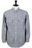 01-8064-64 Grey Chambray Work Shirt Flap Pocket - Grey Thumbnail