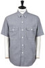 01-8172-64 Work Shirt Grey Chambray Short Sleeve Flap Pocket - Grey Thumbnail