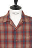 SV-SH-034 Linen Big Check Open Neck Shirt - Orange Thumbnail