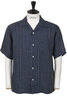 SV-SH-033 Linen Open Collared Shirt - Navy Thumbnail