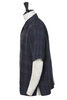 SV-SH-034 Linen Big Check Open Neck Shirt - Navy Thumbnail