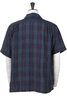 SV-SH-034 Linen Big Check Open Neck Shirt - Navy Thumbnail