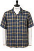 SV-SH-032 Linen Open Neck Shirt - Navy/Yellow Thumbnail