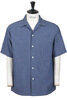 Vacation CotLin Chambray Open Collar Shirt - Blue Thumbnail