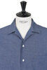 Vacation CotLin Chambray Open Collar Shirt - Blue Thumbnail