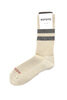 R1589 Pile Stripe Marl Socks - Beige/Black Thumbnail