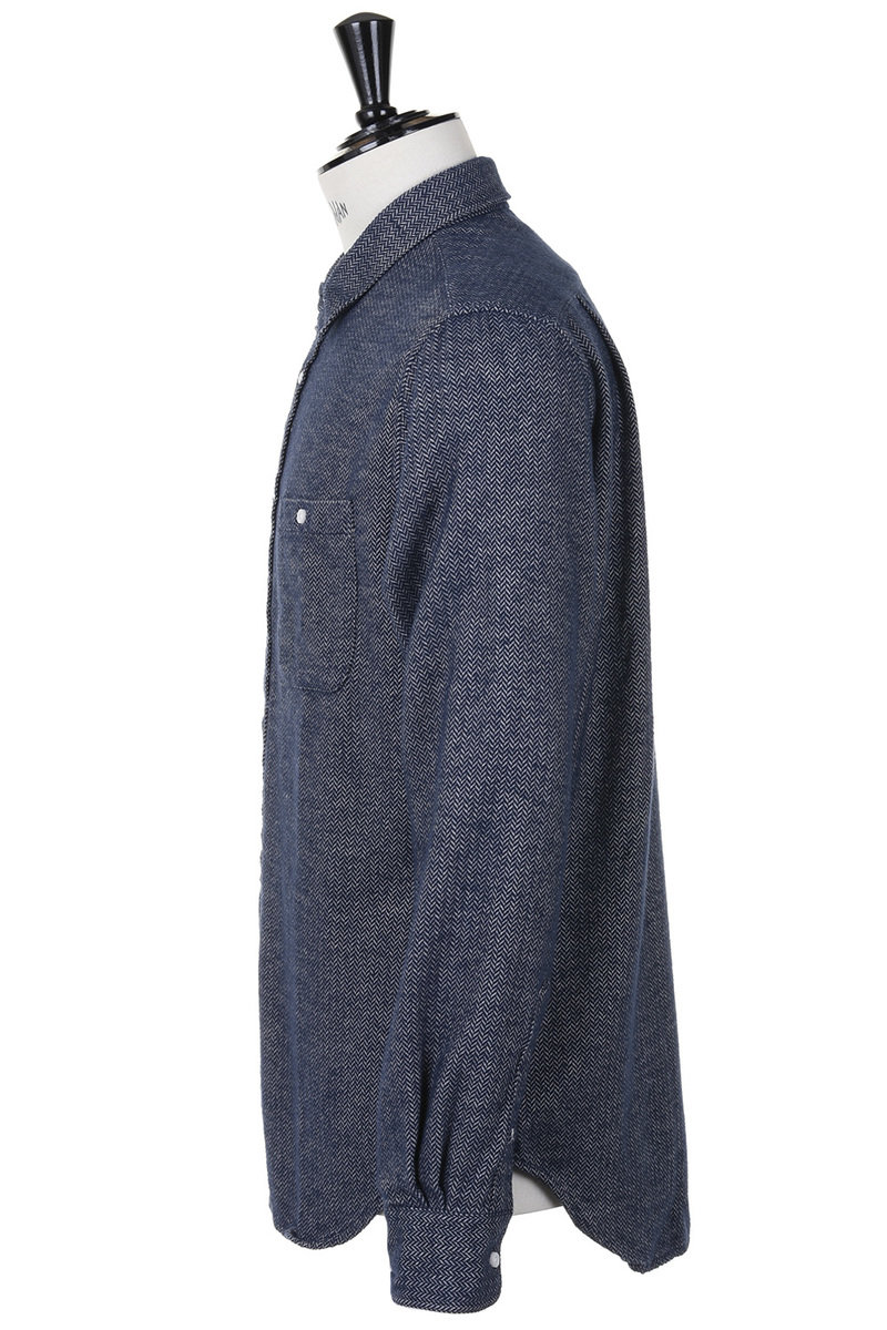 Gitman Vintage Work Shirt Herringbone Flannel - Navy | Kafka Mercantile