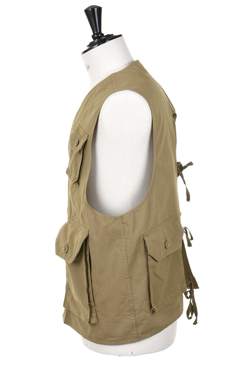 Engineered Garments C-1 Vest Cotton Grosgrain - Dark Khaki | Kafka