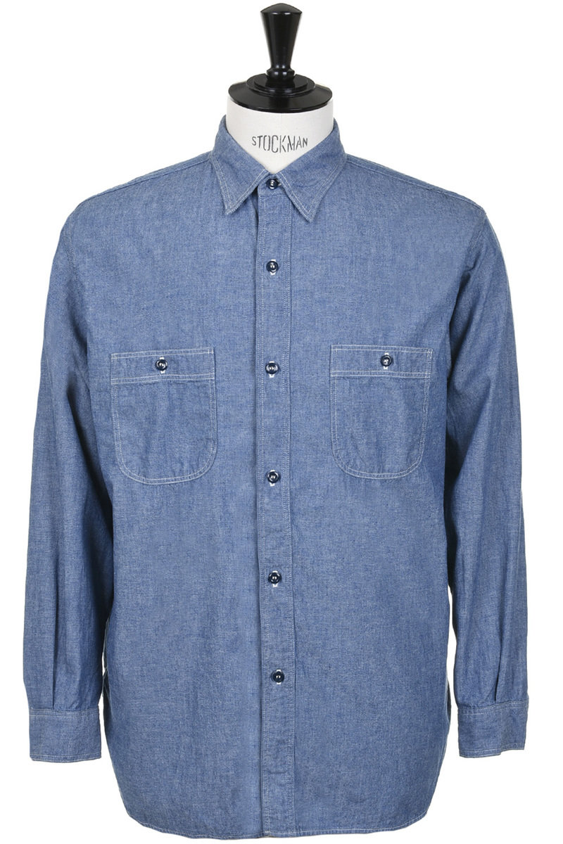 orSlow 01-8270-84 Relax Fit Chambray Work Shirt - Blue | Kafka