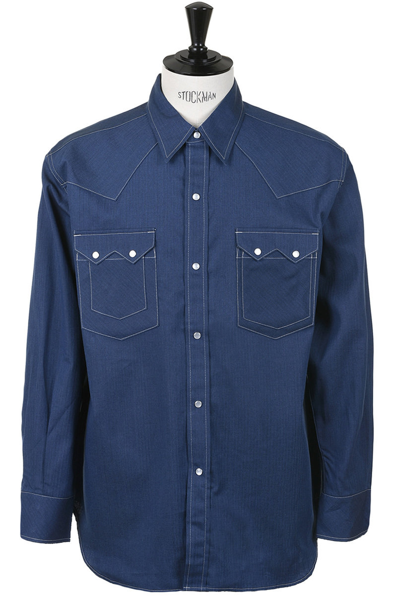 Sassafras Weeds Digger Shirt 6.5oz Herringbone Denim - Indigo