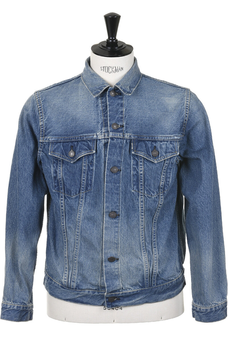 FOB Factory #F2444 Selvedge Denim Used 3rd Jacket - Washed Blue