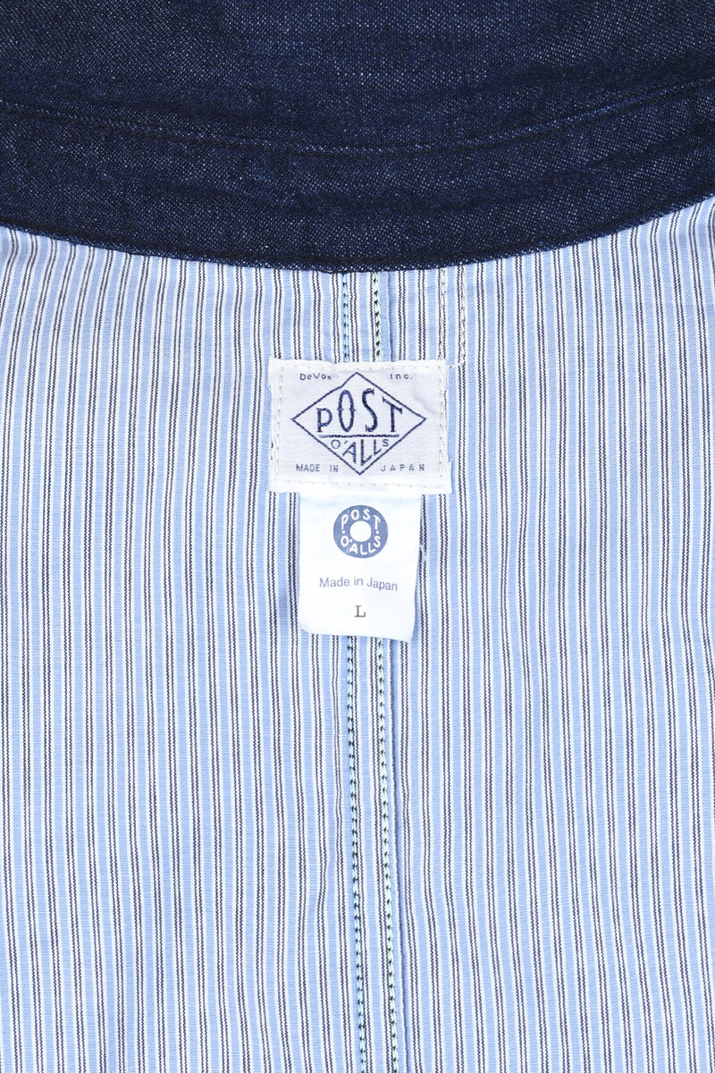 Post Overalls POST 46-W 8oz.Denim x Stripe Shirting - Indigo