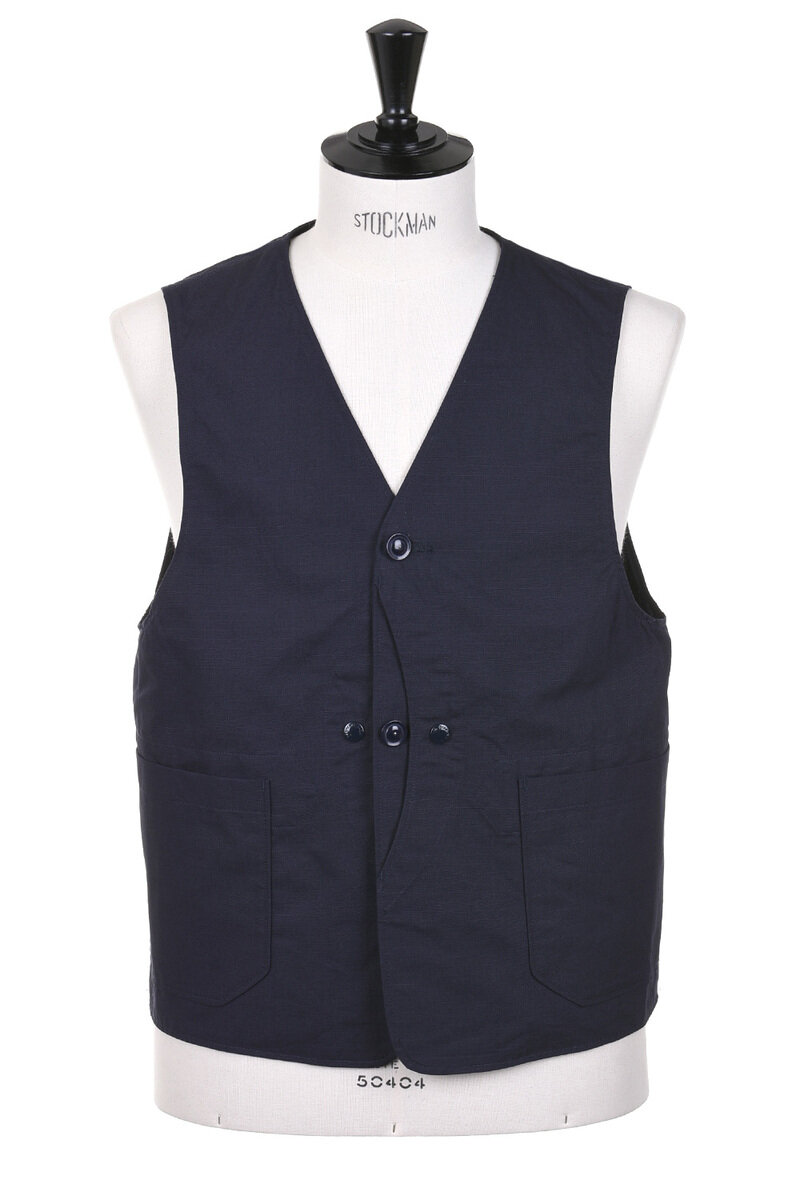 Engineered Garments Upland Vest Cotton Ripstop - Dk Navy | Kafka